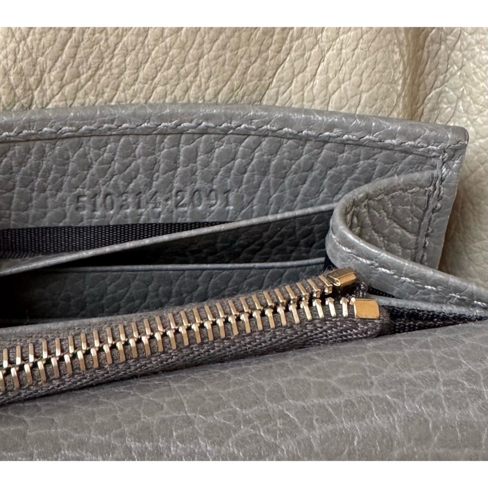 Authentic Gucci Interlocking Dollar Gray Leather … - image 10